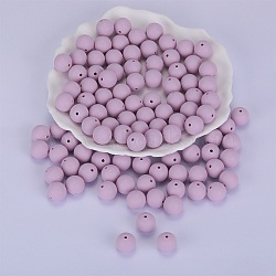 Round Silicone Focal Beads, Chewing Beads For Teethers, DIY Nursing Necklaces Making, Lavender, 15mm, Hole: 2mm(SI-JX0046A-136)