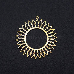 201 Stainless Steel Filigree Charms, Flower, Golden, 39x37x1mm, Hole: 1.6mm(STAS-T049-T695-2)