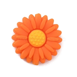 Food Grade Eco-Friendly Silicone Beads, Chewing Beads For Teethers, DIY Nursing Necklaces Making, Daisy, Orange Red, 19.5x7.5mm, Hole: 2mm(SIL-WH0014-11O)