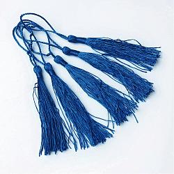 Polyester Tassel Decorations, Pendant Decorations, Blue, 130x6mm, Tassel: 70~90mm(OCOR-Q023-22)