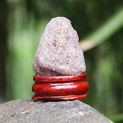 Raw Rough Nuggets Natural Strawberry Quartz Rock Mineral, with Wood Base, for Home Desktop Decoration, 45x25mm(PW-WG44536-01)