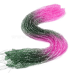 Transparent Glass Beads Strands, Segmented Multi-color Beads, Faceted(32 Facets), Round, Dark Green, 4~4.5mm, Hole: 1mm, about 90~95pcs/strand, 13.98''(35.5cm)(GLAA-E036-07J)