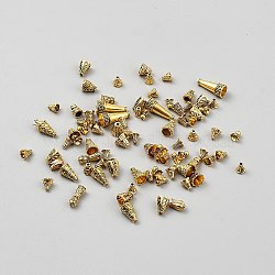 DIY Jewelry Making Finding Kits, Including Alloy End Finding & Beads & Bead Caps, Antique Golden, 6.5~17.5x6.5~9.5x3~9.5mm, Hole: 1.4~8mm, about 60pcs/set(FIND-WH20019-236AG)