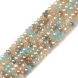 Electroplate Glass Beads Strands, Faceted, Abacus, Colorful, 3x2mm, Hole: 0.8mm, about 181~186pcs/strand, 43~43.5cm(X-EGLA-I015-04A)