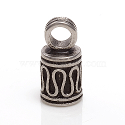 304 Stainless Steel Cord Ends, End Caps Glue in Barrel End Caps, Cord Finding for Kumihimo Jewelry Making, Antique Silver, 17x8.5mm, Hole: 4mm, Inner Diameter: 5mm(STAS-G228-03AS)