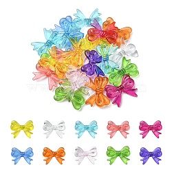 Transparent Acrylic Beads, Bowknot, Mixed Color, 23x29.5x6mm, Hole: 1.6mm(TACR-YW0001-64)
