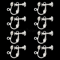 Rack Plated Brass Screw Clip-on Earring Findings, Spiral Ear Clip, Silver, 13x17x4.5mm, Hole: 1.6mm(KK-YW0001-10S)