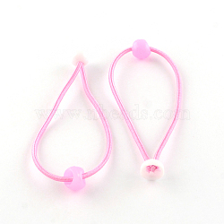 Hair Accessories Elastic Fibre Hair Ties, Ponytail Holder, with Acrylic Beads, Pearl Pink, 170x2mm, about 100pcs/bundle(OHAR-S184-08)