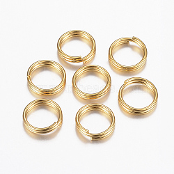 304 Stainless Steel Split Rings, Double Loops Jump Rings, Golden, 8x1.5mm, Inner Diameter: 6.5mm, Single Wire: 0.75mm(STAS-K155-07G)