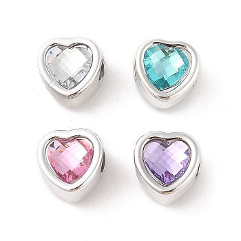 Opaque Acrylic with Rhinestone Beads, Mixed Color, Heart, 11.5x11.5x10mm, Hole: 4mm