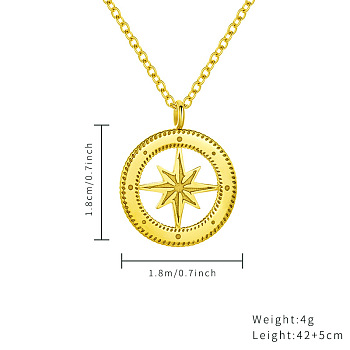 Retro Vintage Stainless Steel Pendant Necklace, with Cable Chain, Star, 16.54 inch(42cm)