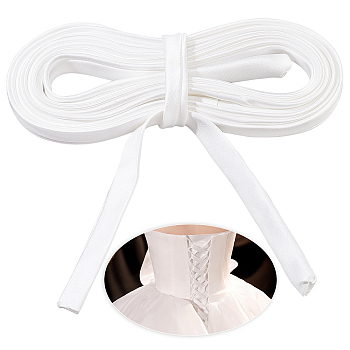 Satin Wedding Dress Back Tie Rope, White, 15~16mm, about 3.83 Yards(3.5m)/Strand