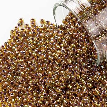 TOHO Round Seed Beads, Japanese Seed Beads, (1825) Inside Color AB Hyacinth/Opaque Purple Lined, 11/0, 2.2mm, Hole: 0.8mm, about 1110pcs/bottle, 10g/bottle