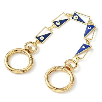 Alloy Evil Eye Enamel Link Bag Extender Chains, with Golden Plated Swivel Clasps, Blue, Rectangle, 21cm