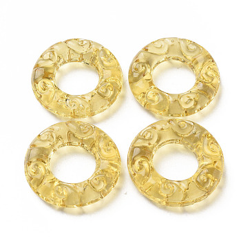 Transparent Handmade Bumpy Lampwork Linking Rings, Round Ring, Gold, 25x6mm, Inner Diameter: 12mm