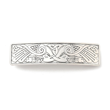 Viking Knot Alloy Retro Hair Barrettes, Hair Accessories for Women & Girls, Rectangle, Antique Silver, 82x20.5x10.5mm