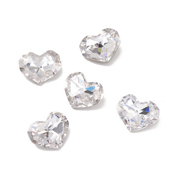 Glass Rhinestone Cabochons, Pointed Back & Back Plated, Heart, Crystal, 6.5x8x3.3mm