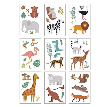 PVC Window Sticker, for Window or Stairway Home Decoration, Rectangle, Animal Pattern, 300x195mm