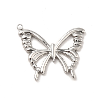 304 Stainless Steel Pendants, Butterfly Charms, Stainless Steel Color, 22x26.5x2mm, Hole: 1.6mm