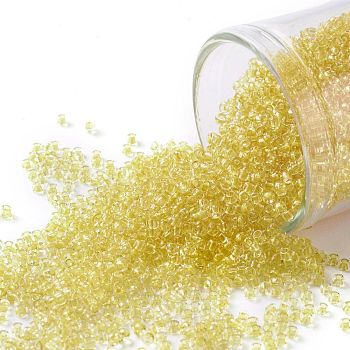 TOHO Round Seed Beads, Japanese Seed Beads, (2151) Inside Color Crystal Yellow, 15/0, 1.5mm, Hole: 0.7mm, about 15000pcs/50g