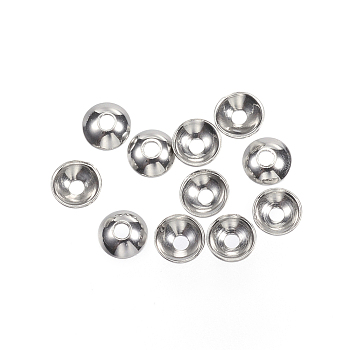 201 Stainless Steel Bead Caps, Round, Stainless Steel Color, 3x1mm, Hole: 0.5mm