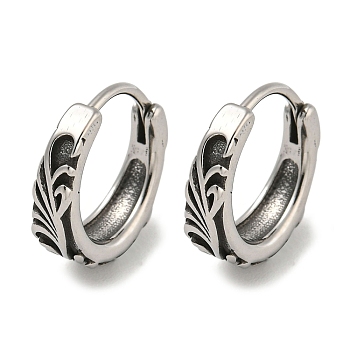 316 Surgical Stainless Steel Hoop Earrings, Ring, Antique Silver, 14x4.5mm