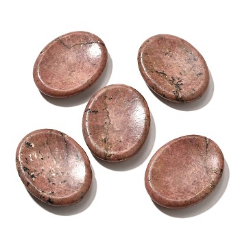 Natural Rhodonite Oval Worry Stones, for Anxiety Stress Relief Therapy, 45.5x35x6.5mm