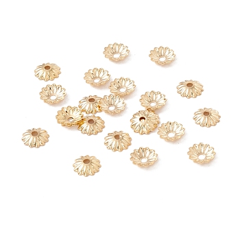 304 Stainless Steel Bead Caps, Multi-Petal, Real 18K Gold Plated, 6x1mm, Hole: 1.2mm