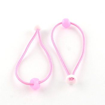 Hair Accessories Elastic Fibre Hair Ties, Ponytail Holder, with Acrylic Beads, Pearl Pink, 170x2mm, about 100pcs/bundle