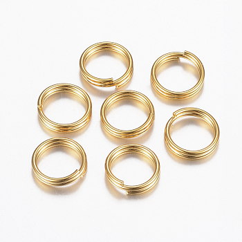 304 Stainless Steel Split Rings, Double Loops Jump Rings, Golden, 8x1.5mm, Inner Diameter: 6.5mm, Single Wire: 0.75mm