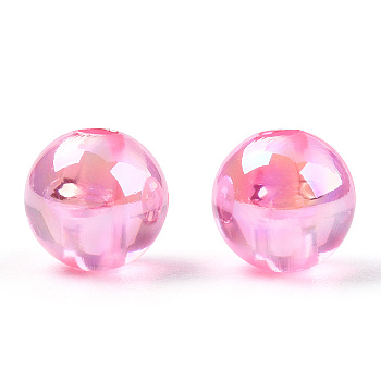 Transparent Acrylic Beads, AB Colors Plated, Round, Pearl Pink, 8mm, Hole: 2mm