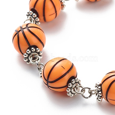 Sport Ball Theme Acrylic Round Beaded Bracelet(BJEW-JB08660)-6