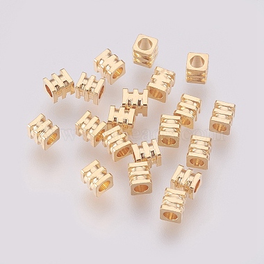 Real Gold Plated Cube Brass Spacer Beads