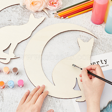 Unfinished Wood Cat & Moon Cutouts(WOOD-WH0026-30)-3