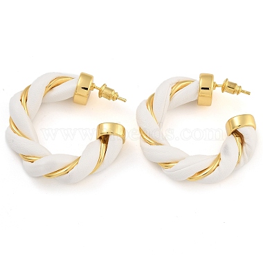 White Twist Leather Stud Earrings