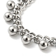 304 Stainless Steel Round Ball Charms Link Chain Bracelets(BJEW-G686-05P)-2