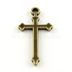 Tibetan Style Alloy Pendants, Cross, Cadmium Free & Nickel Free & Lead Free, Antique Bronze, 28x13x1.5mm, Hole: 2mm, about 1492pcs/1000g(TIBE-Q050-184AB-FF)