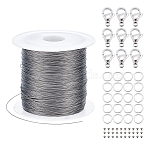 DIY Jewerly Making Findings Kits, Including 304 Stainless Steel Spacer Beads, Lobster Claw Clasps, Jump Ring and Tiger Tail Wire, Stainless Steel Color, 0.25mm(DIY-GA0002-93B)