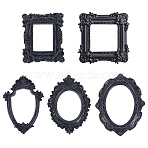 5Pcs 5 Styles Resin Embossed Photo Frames, for Jewelry Photography Photo Frame Decor Accessories, Mixed Shapes, 90~122x87~101x7~13mm, Inner Diameter: 51~79mm, 1pc/style(AJEW-FG0003-33)