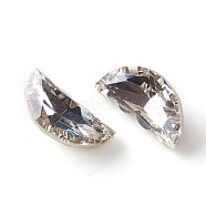 Glass Rhinestone Cabochons, Pointed Back & Back Plated, Faceted, Wing/Moon, Crystal, 15x7.5x4.5mm(X-RGLA-F066-C01-001)