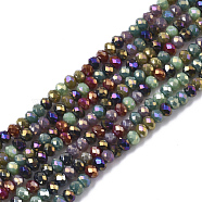 Electroplate Glass Beads Strands, AB Color Plated, Faceted, Rondelle, Multi-color Plated, 3x2.5mm, Hole: 0.7mm, about 188~190pcs/16.93 inch~17.71 inch(43~45cm)(X-EGLA-S192-001A-C01)
