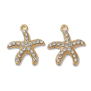 Alloy with Rhinestone Pendants, Lead Free & Cadmium Free, Star, Golden, 23x20.5x2.5mm, Hole: 1.6mm(FIND-Z014-21G)