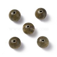 Wood Beads, Undyed, Round, Dark Khaki, 8mm, Hole: 1.6mm(WOOD-I009-01B-05)