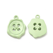 Spray Painted Alloy Pendants, Button Charm, Light Green, 21x16x3mm, Hole: 1.8mm(FIND-B018-02I)