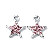 Alloy Rhinestone Pendants, Star, Light Amethyst, 15.5x12.5x2mm, Hole: 2mm(RB-P037-01P-02)