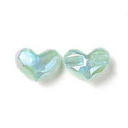 Opaque Acrylic Beads, AB Color Plated, Faceted, Heart, Pale Green, 26x34.5x16mm, Hole: 4mm(OACR-A010-12D)