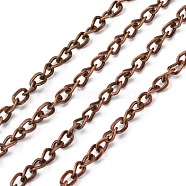 Iron Side Twisted Chain, Unwelded, Lead Free & Nickel Free, with Spool, Red Copper, Size: Chains: about 5mm long, 4mm wide, 0.9mm thick, about 328.08 Feet(100m)/roll(CH-BSFN0.9-R-FF)