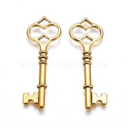 Tibetan Style Alloy Big Pendants, Cadmium Free & Lead Free, Skeleton Key, Antique Golden, 60x21x4mm, Hole: 4mm(X-TIBEP-14692-AG-LF)