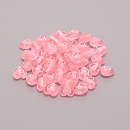 Transparent Acrylic Beads, with Enamel, Heart, Pink, 6.5x6.5x4.5mm, Hole: 1mm, 100pcs/bag(TACR-TAC0001-05A)