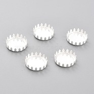 304 Stainless Steel Cabochon Settings, Lace Edge Bezel Cups, Flat Round, Silver, 13x4mm Tray: 12mm(STAS-Y001-06A-S)